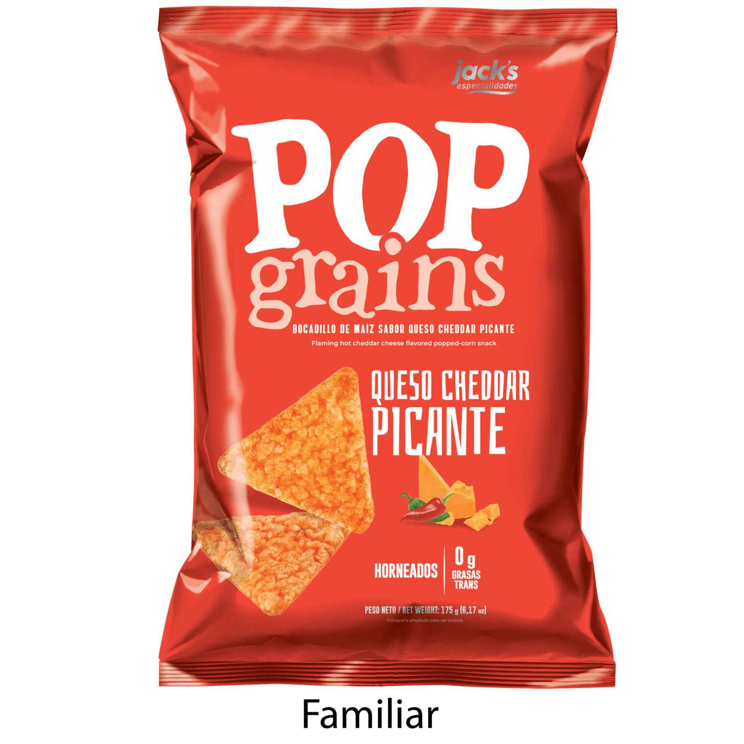 POP Grains Queso Cheddar Picante Alimentos Jack´s Costa Rica